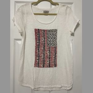 Lucky Brand American Flag Top (White w/ Flag, Size Large)